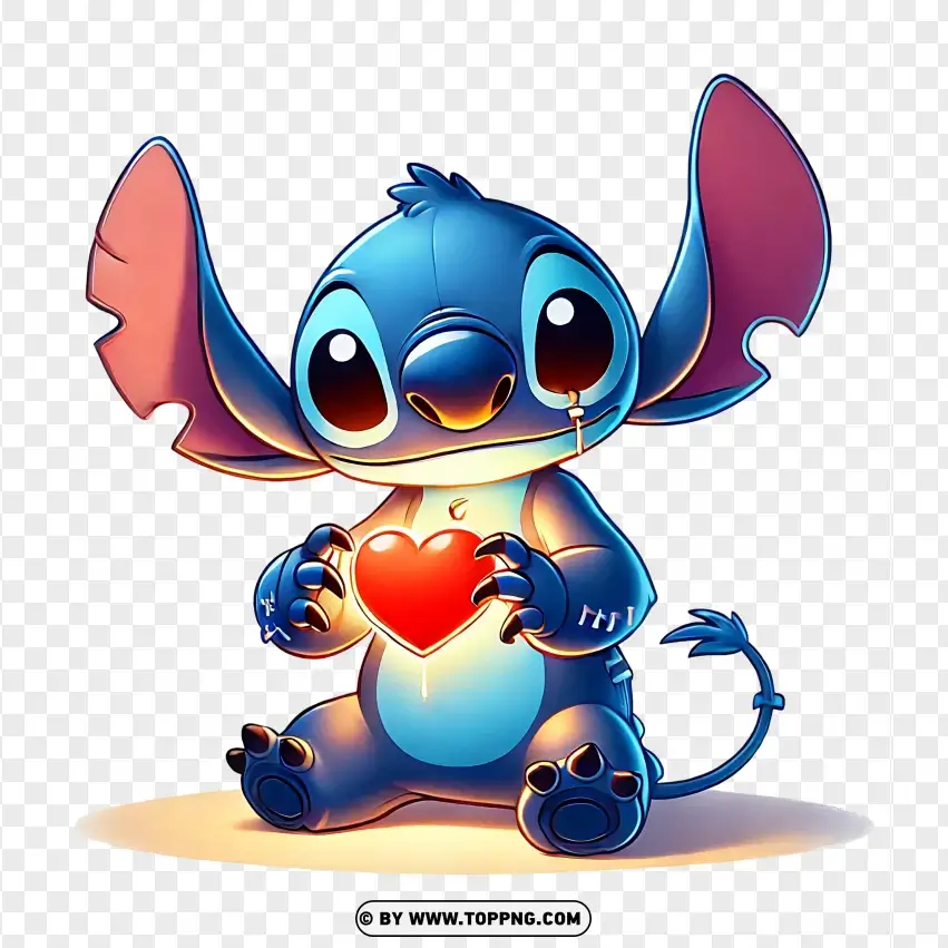 Stitch Glowing With A Heart Full Of Love PNG Transparent Background