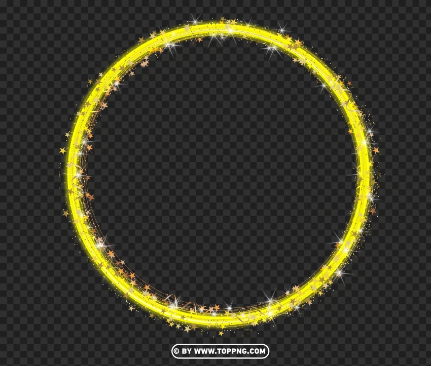 Glowing Yellow Sparkle Circle Frame Effect PNG Image