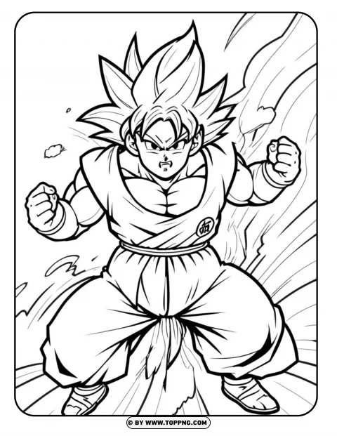 Goku coloring page, Goku character coloring page, Goku cartoon coloring,Goku Attack for coloring,Goku, cartoon Goku, printable Goku Coloring Page