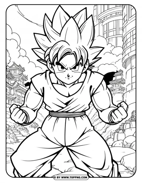 Goku coloring page, Goku character coloring page, Goku cartoon coloring,Goku, cartoon Goku, Goku sticker, printable Goku Coloring Page
