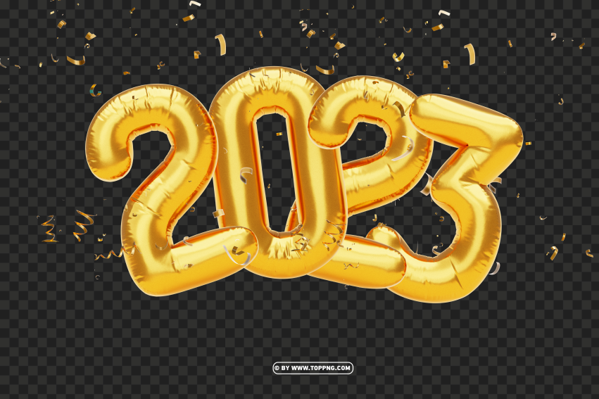 gold 2023 ballon with confetti background png,New year 2023 png,Happy new year 2023 png free download,2023 png,Happy 2023,New Year 2023,2023 png image