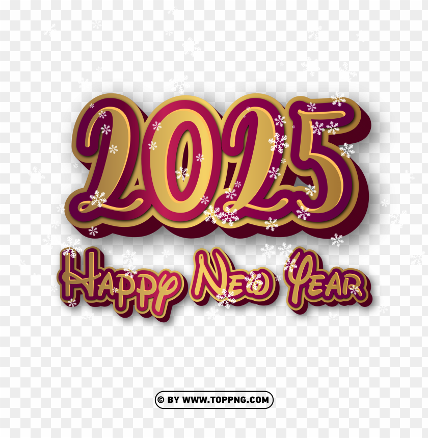 Gold 2025 Happy New Year Png With Snowflakes TOPpng