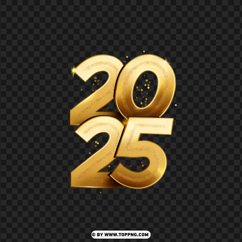 Gold 2025 Shiny New Year Design PNG Transparent Background