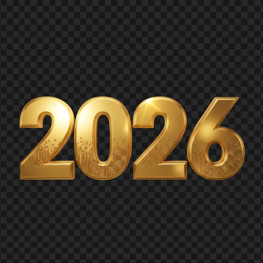 Luxury gold 2026 number art for holiday and New Year design