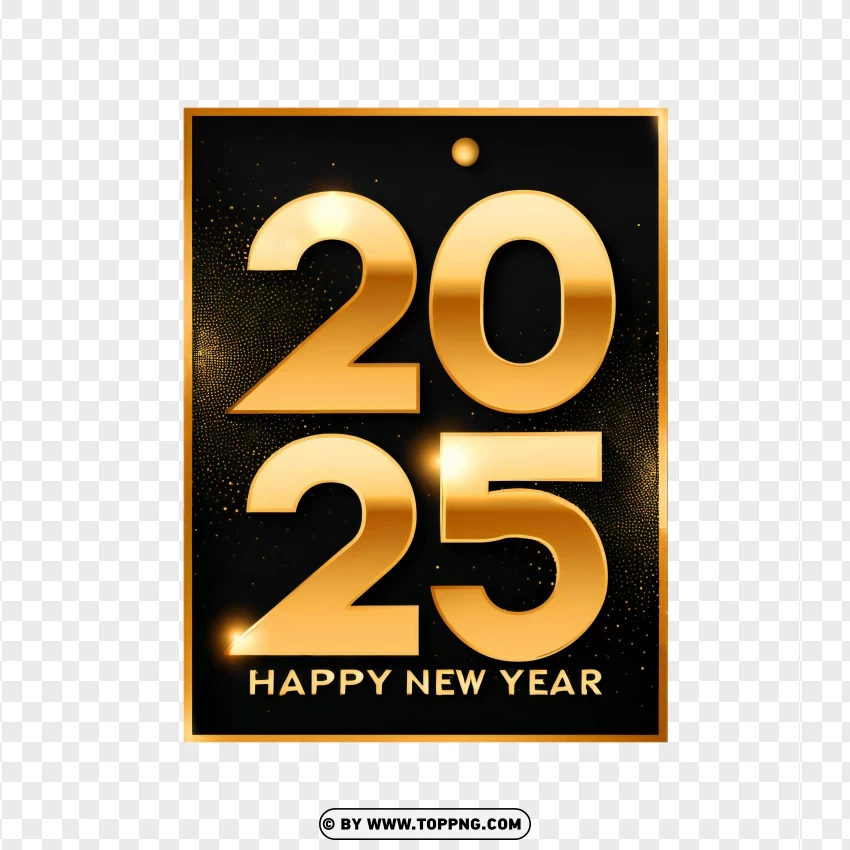 Gold And Black 2025 Shiny New Year Greeting Card PNG Transparent Background