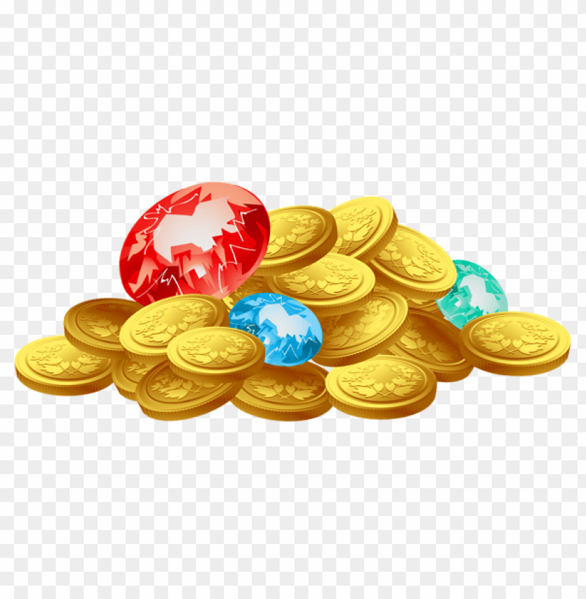 gold coins and diamonds treasure clipart png photo - 55011