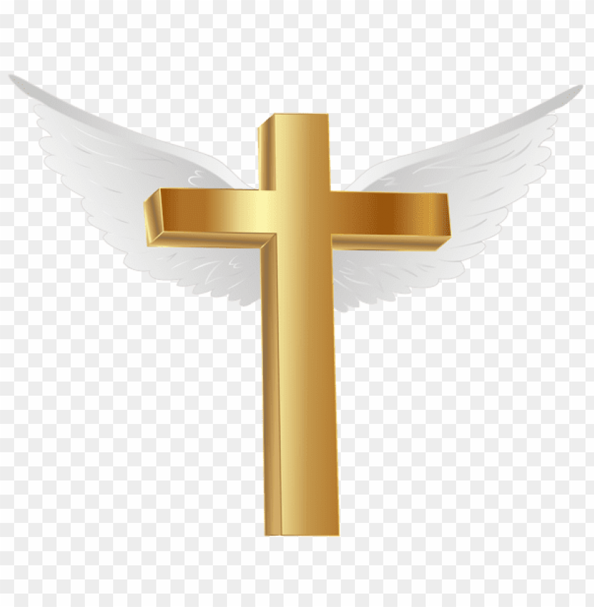 gold cross with angel wings png images background -  image ID is 50815
