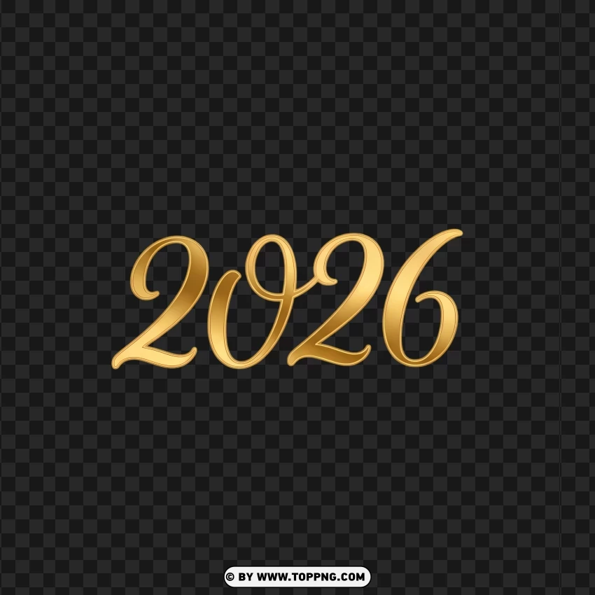 Gold Foil 2026 Design Script PNG Transparent Background