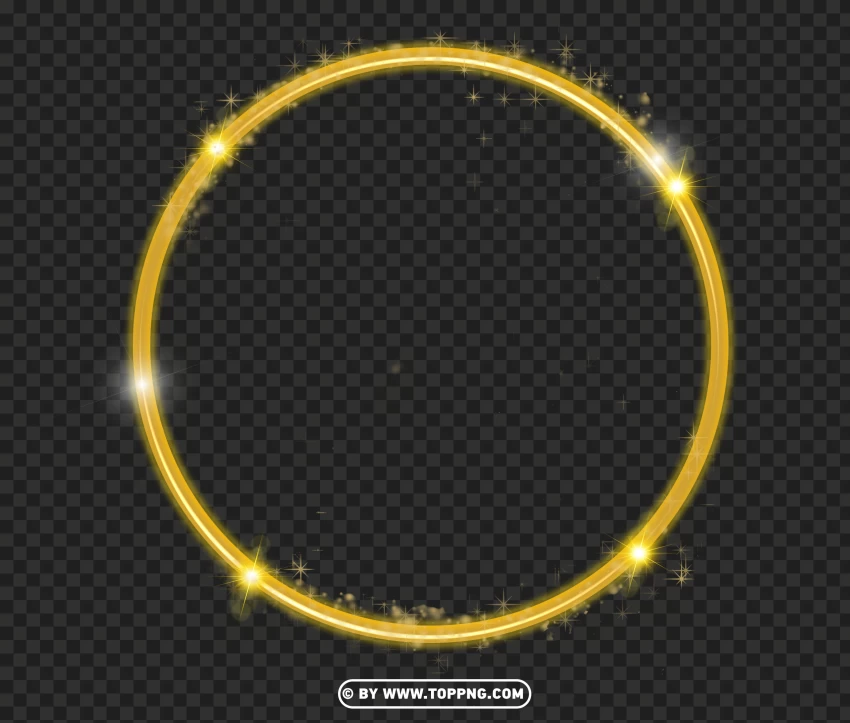 Gold Glitter Circle Frame With Light Effect Vector Image