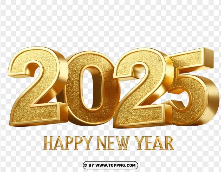 Gold Happy New Year 2025 S For Free Download PNG Transparent Background