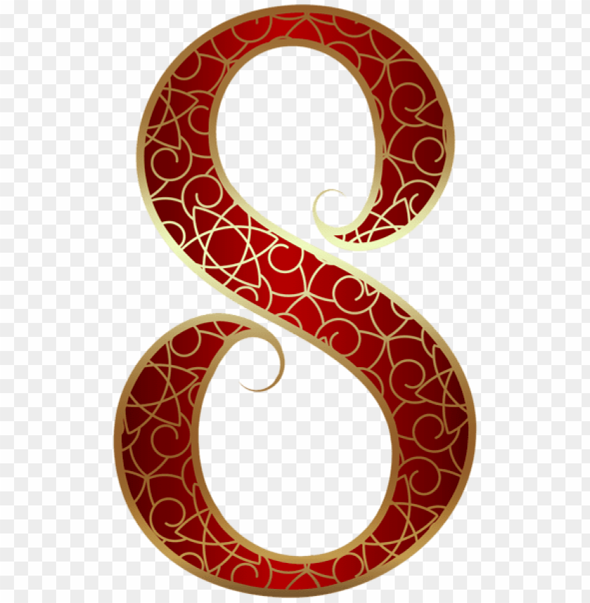 gold red number eight clipart png photo - 50513