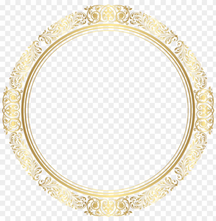 gold round border frame transparent