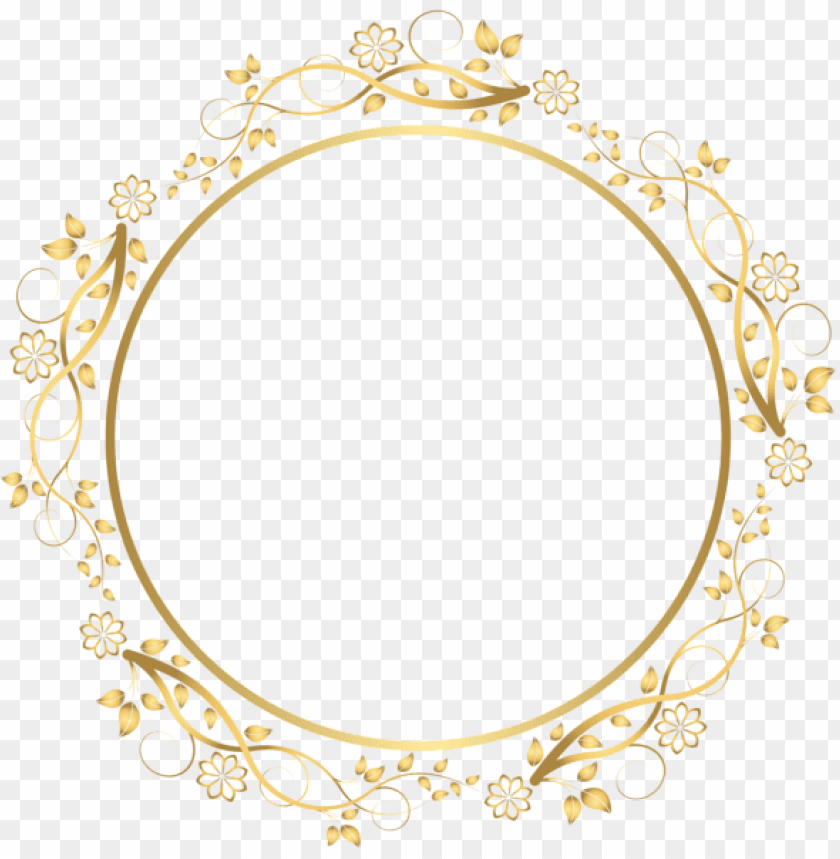 gold round floral border transparent