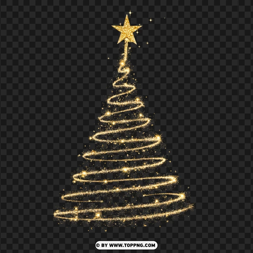 Gold Spiral Christmas Tree With Star Top PNG Transparent Background