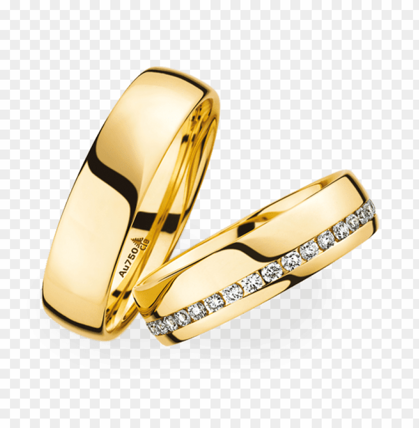 Royalty-Free (RF) Clipart Illustration of Gold His And Hers Wedding Bands  With A Ruby Heart by Pushkin #86917