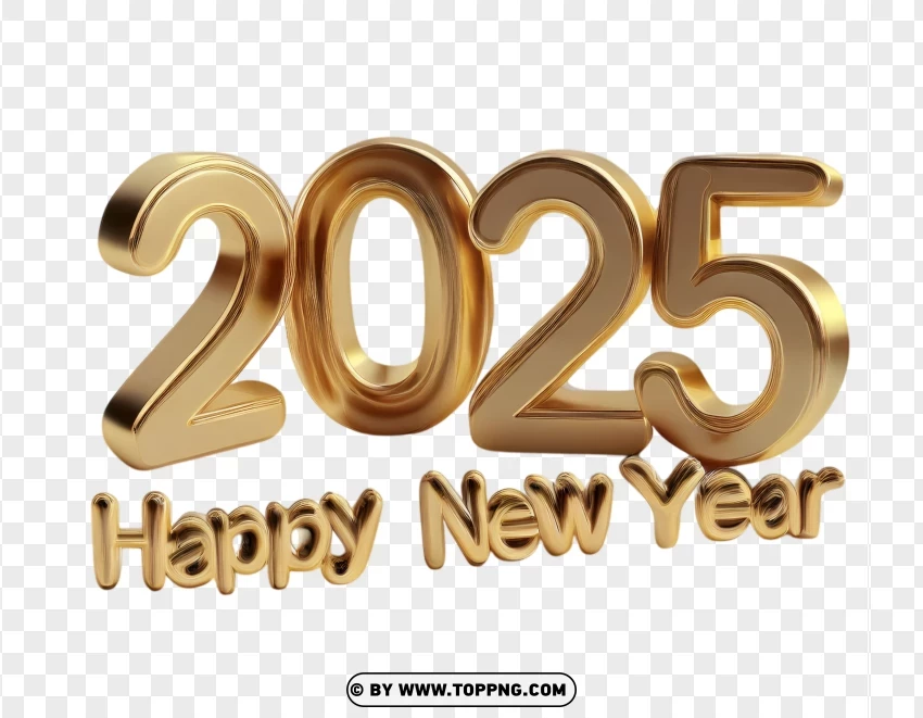 Golden 2025 Happy New Year 3d Design PNG Transparent Background