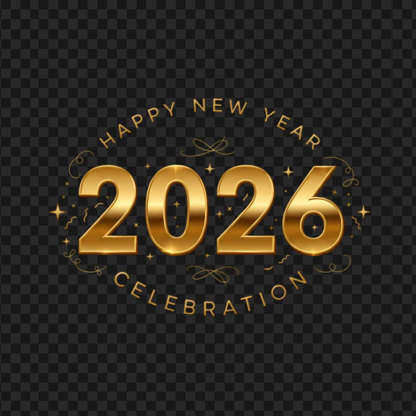 Golden Happy New Year 2026 design with holiday theme