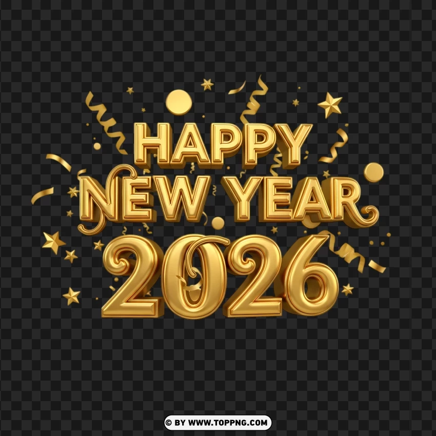 Hello 2026 Decorative Typography With 3d Glow PNG Transparent Background