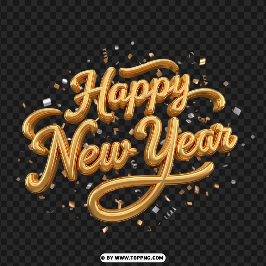 2026 Celebration Gold Script Poster With Confetti PNG Transparent Background