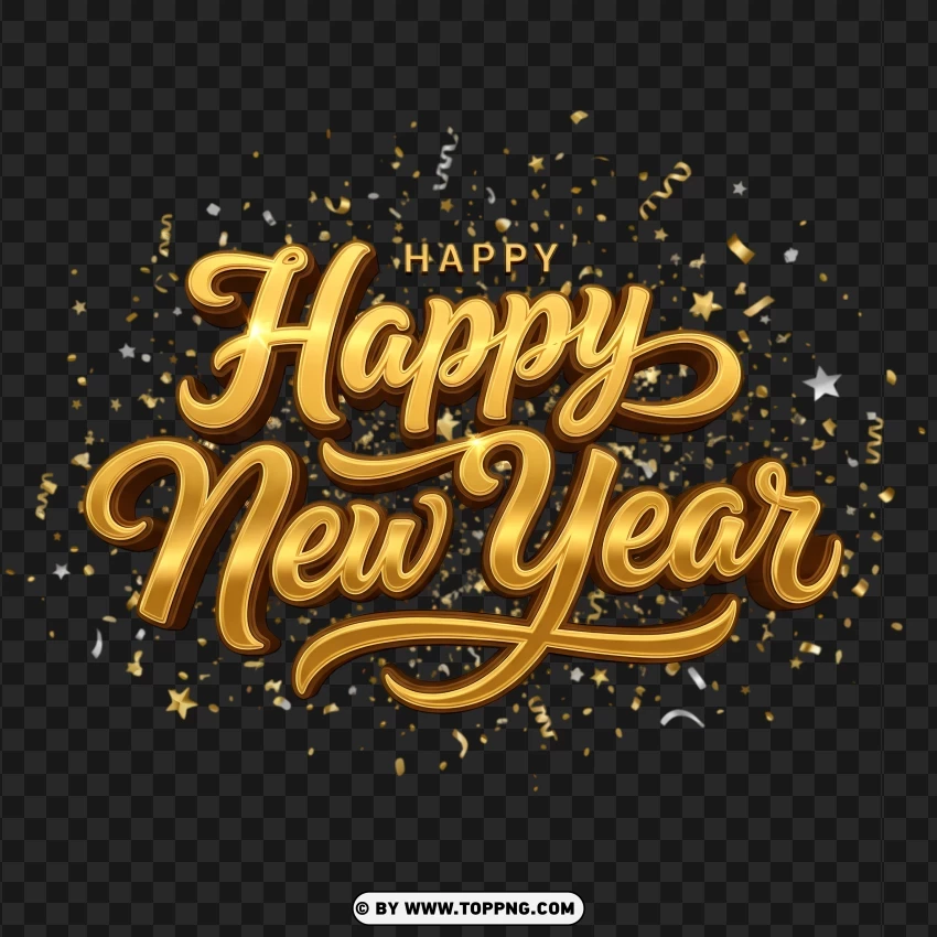 Happy New Start 2026 Calligraphy Style With Ribbon PNG Transparent Background