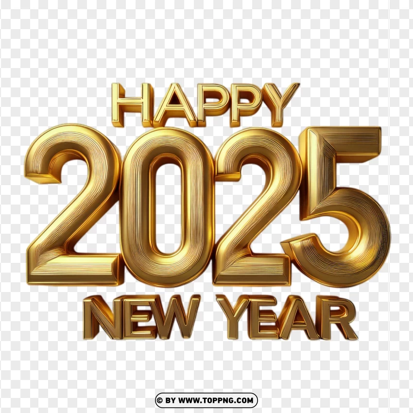 Golden 3d Number 2025 For Happy New Year Celebration PNG Transparent Background