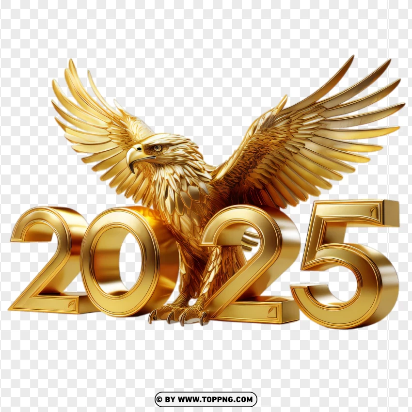 Golden 2025 With Majestic Eagle Design PNG Transparent Background