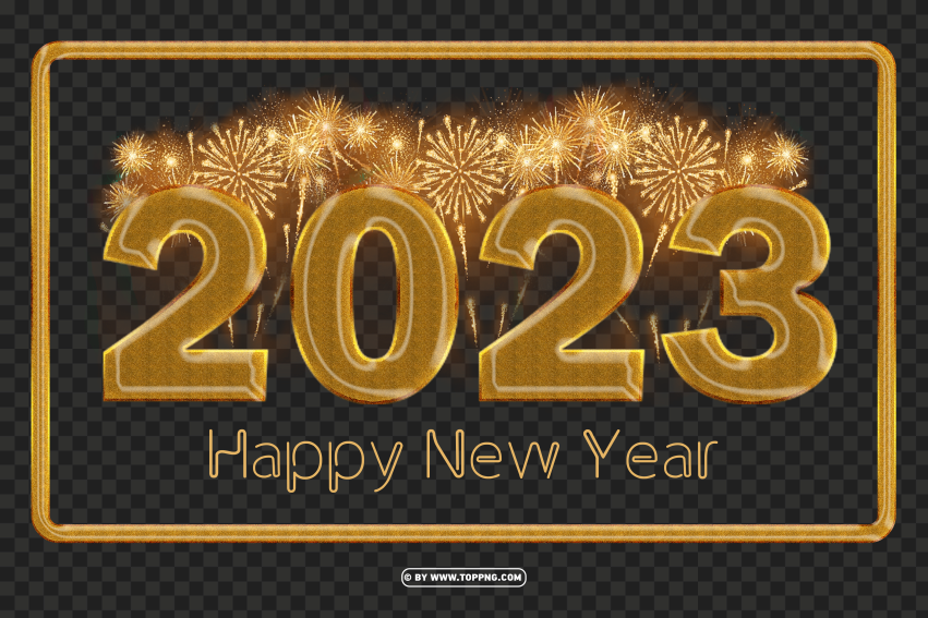 Golden Fireworks 2023 Card Design Png Background - Image ID 488365