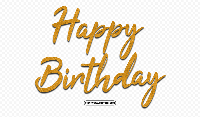 Golden Happy Birthday Glitter Text PNG Images