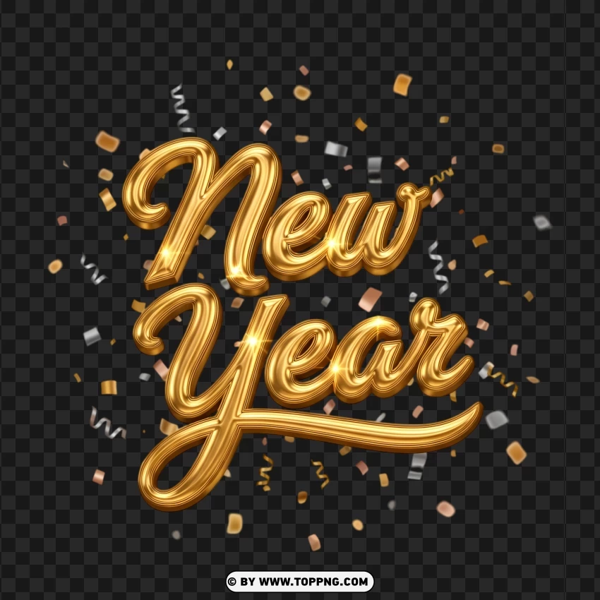 Happy New Start 2026 Elegant Script With Confetti PNG Transparent Background