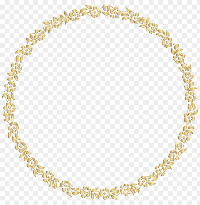 golden round floral border transparent