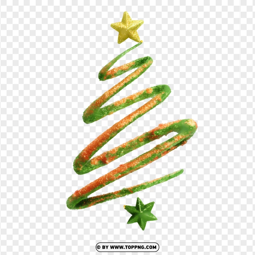 Golden Spiral Christmas Tree With Festive Star PNG Transparent Background