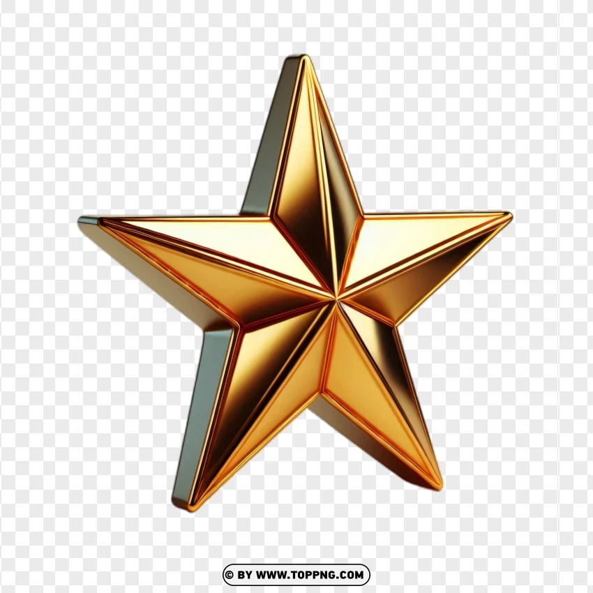 glossy star, golden star, 3D star, reflective star, star PNG