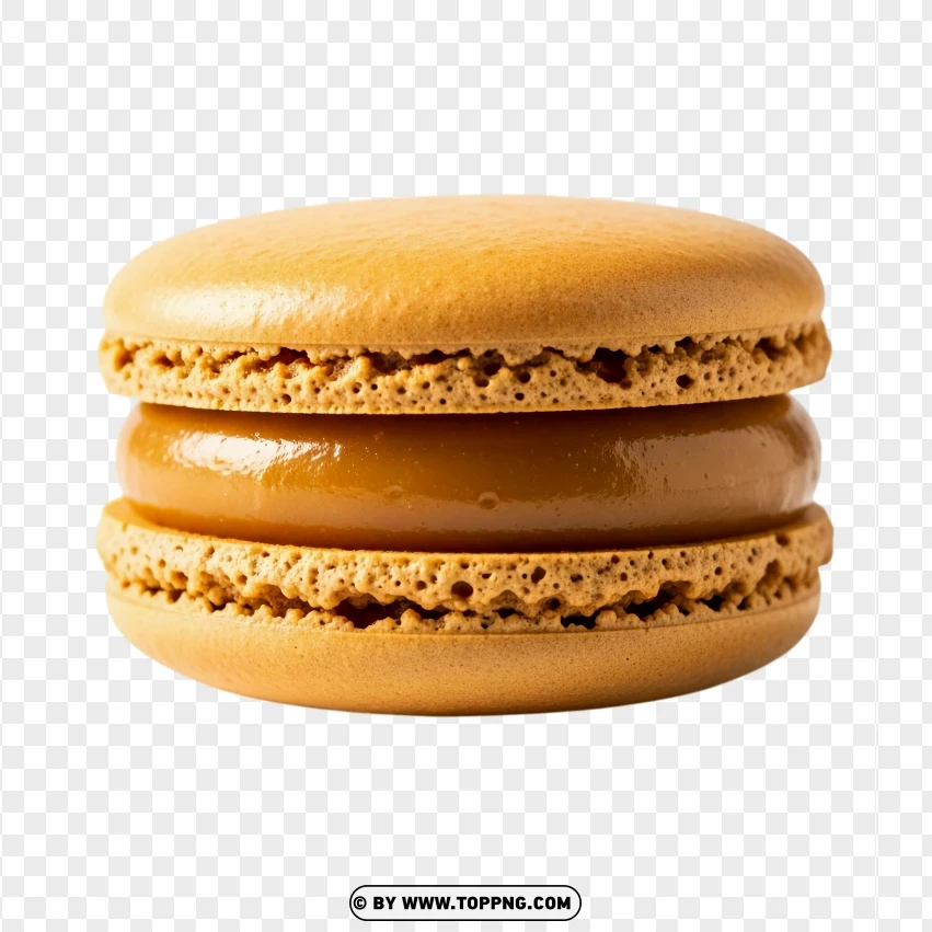 Golden Sweet Caramel Macaron Cookie PNG Transparent Background
