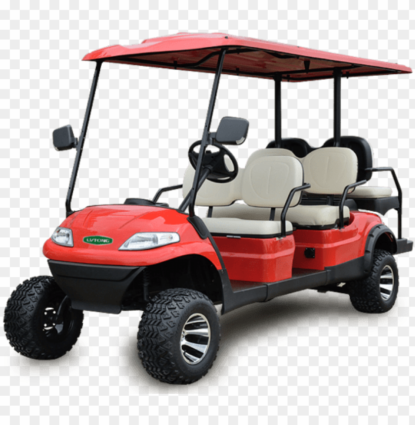 golf cart, red vehicle, outdoor transport, four-seater, electric cart, recreational vehicle, utility cart