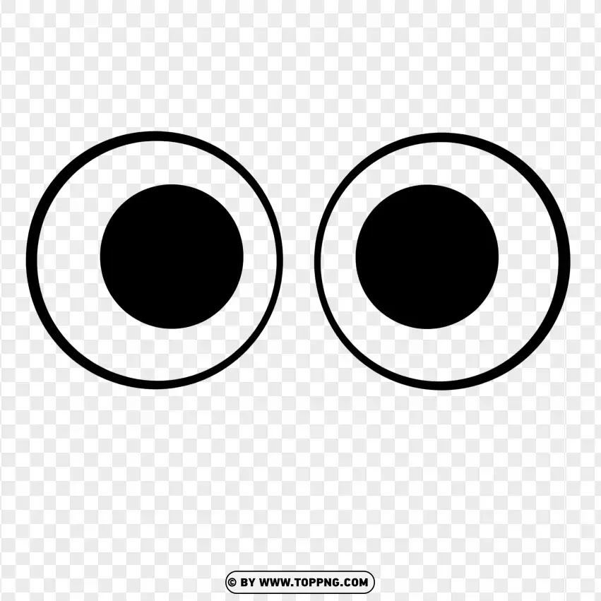 Simple Black And White Cartoon Google Eyes PNG Transparent Background