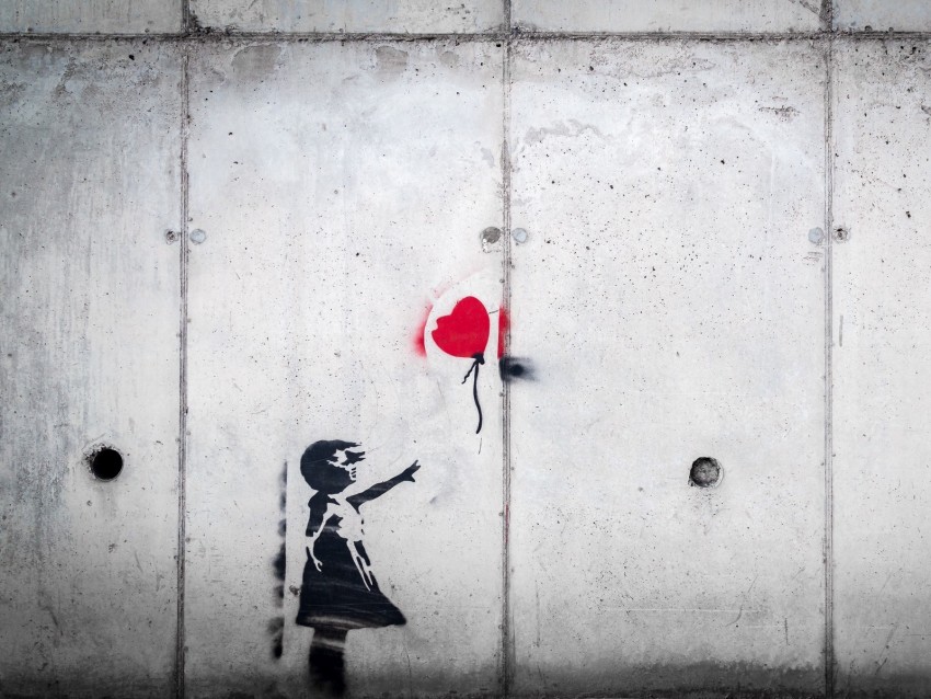 graffiti, child, balloon, love, street art