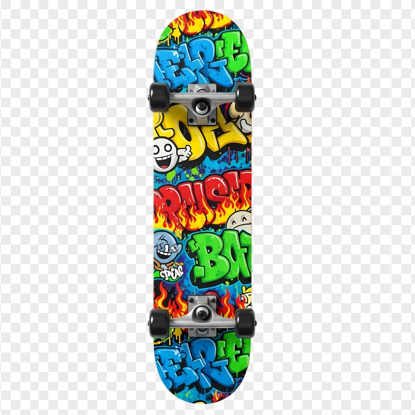 Graffiti Pattern Skateboard For Skaters PNG Transparent Background