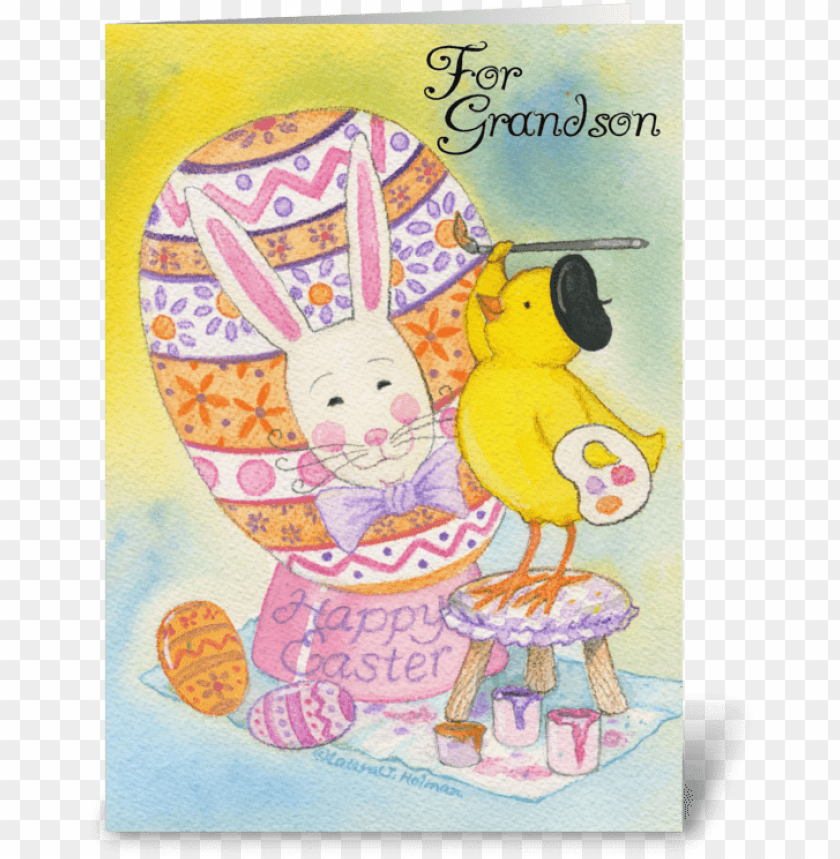 free PNG granddaughter happy easter chick painting egg card PNG image with transparent background PNG images transparent
