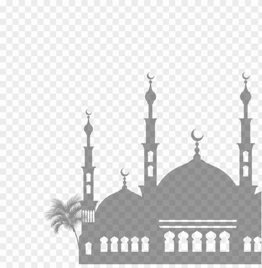 Gray Islamic Mosque Silhouette Ramadan Icon PNG Image With Transparent Background