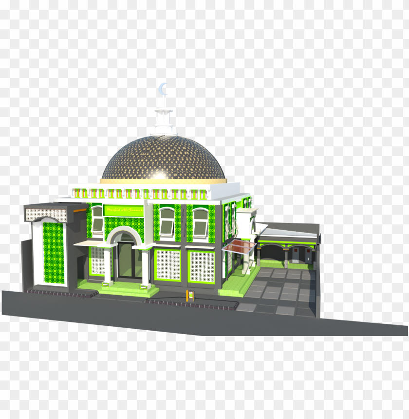 green 3d model arabic islamic mosque masjid PNG image with transparent background@toppng.com
