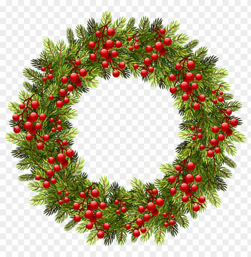 green christmas pine wreath PNG Images 40914