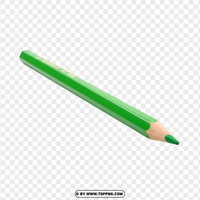 Green Coloring Pencil Wooden Design PNG Transparent Background