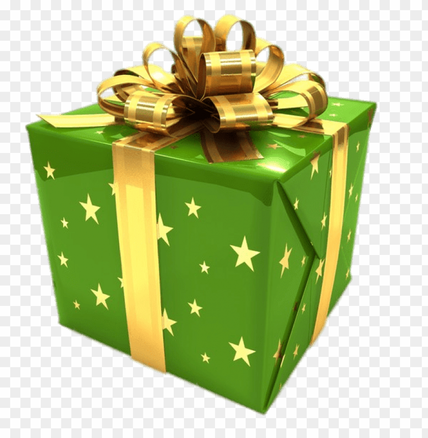 miscellaneous, gifts, green gift box with golden ribbon, 