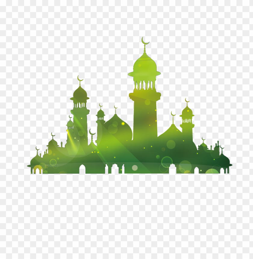 green islamic mosque illustration silhouette PNG image with transparent background@toppng.com