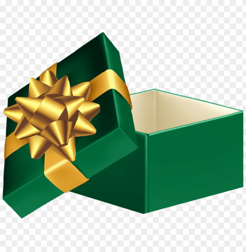 green open gift box clipart png photo - 49124