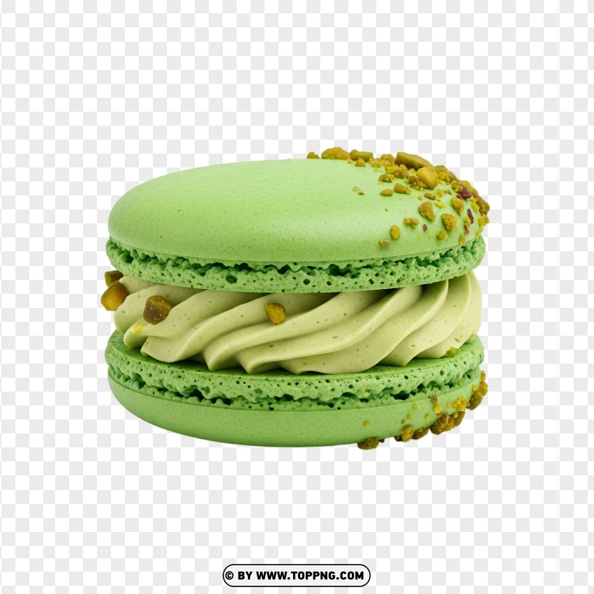 Green Pistachio Macaron With Sweet Cream Filling PNG Transparent Background