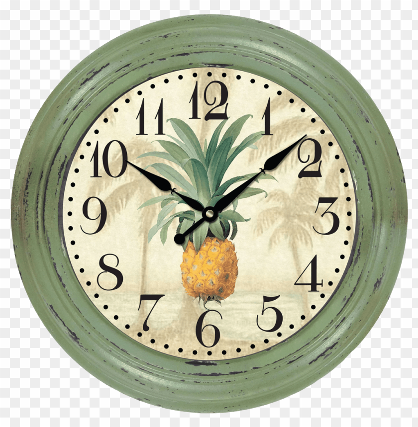 Transparent Background PNG of green wall clock - Image ID 22619