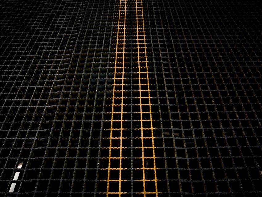 grid, metallic, structure, black, yellow