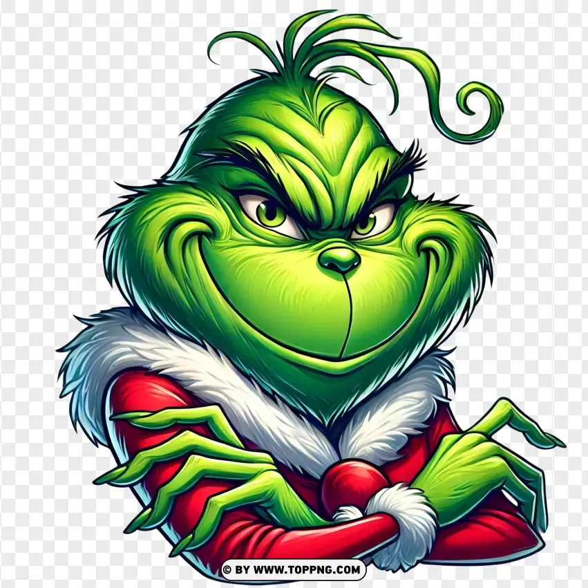 Grinch Posing In Festive Outfit PNG Transparent Background