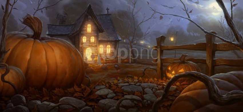 halloween big pumpkin and house background best stock photos@toppng.com